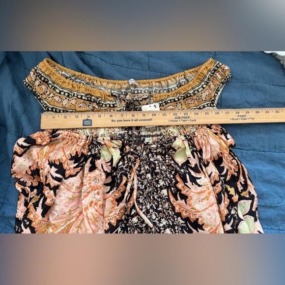 Free People Off-Shoulder Floral Mini Dress - Black, Cream, Orange - Picture 7 of 9